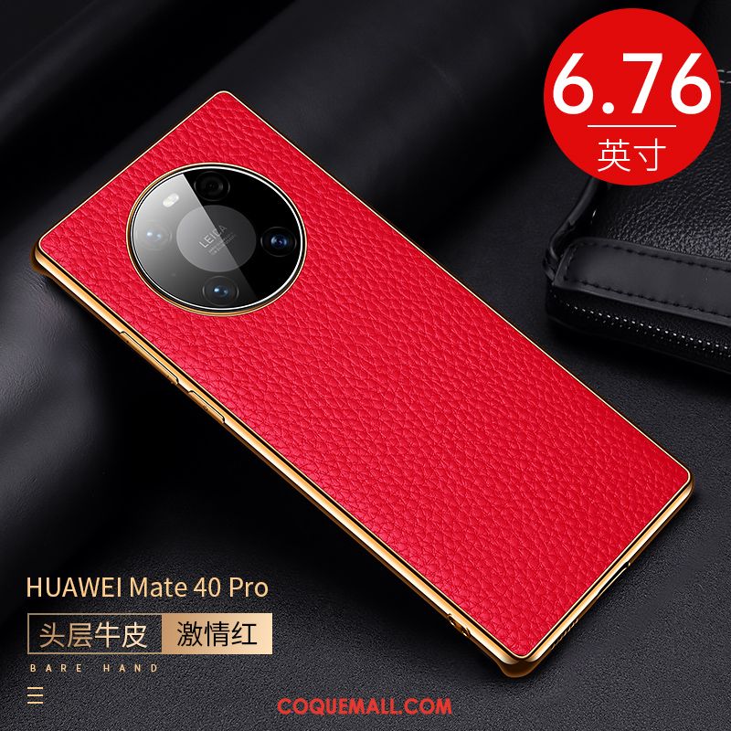 Étui Huawei Mate 40 Pro Incassable En Cuir Téléphone Portable, Coque Huawei Mate 40 Pro Modèle Fleurie Litchi
