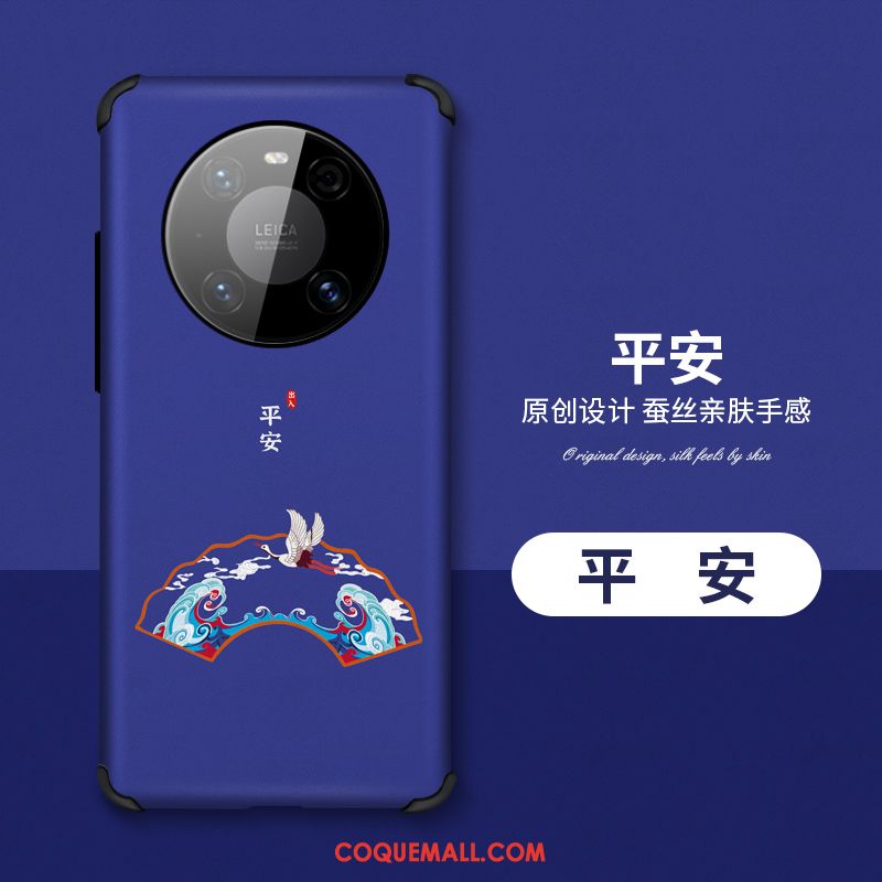 Étui Huawei Mate 40 Pro Luxe Bleu Vintage, Coque Huawei Mate 40 Pro Incassable Protection