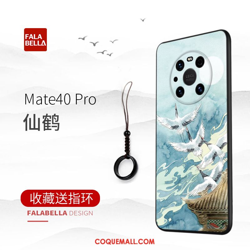 Étui Huawei Mate 40 Pro Personnalité Bleu Silicone, Coque Huawei Mate 40 Pro Style Chinois Luxe
