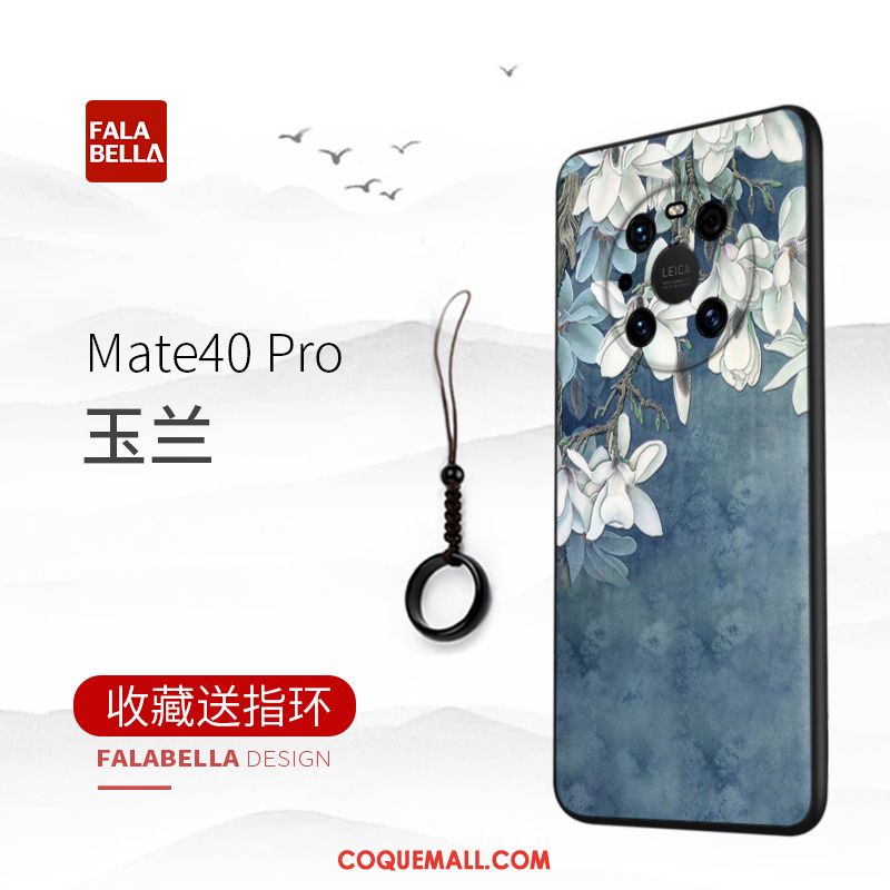 Étui Huawei Mate 40 Pro Personnalité Bleu Silicone, Coque Huawei Mate 40 Pro Style Chinois Luxe