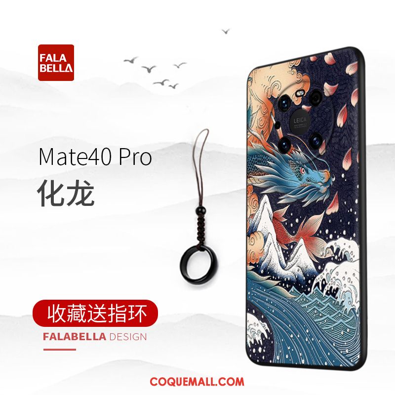 Étui Huawei Mate 40 Pro Personnalité Bleu Silicone, Coque Huawei Mate 40 Pro Style Chinois Luxe