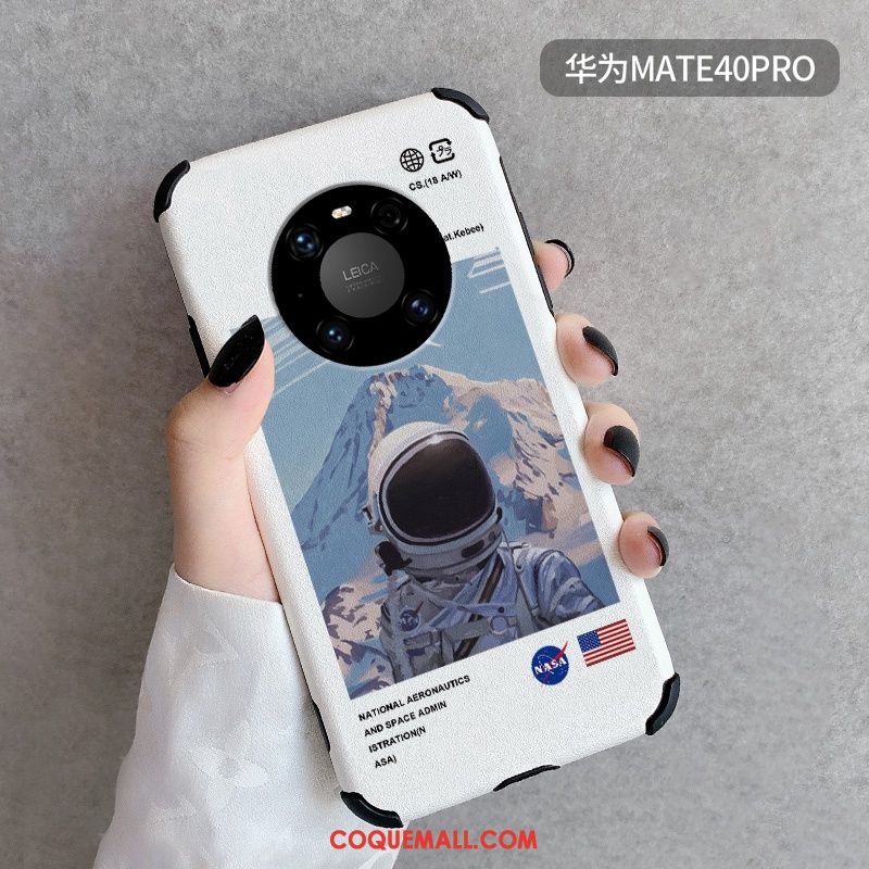 Étui Huawei Mate 40 Pro Protection Cuir Bleu, Coque Huawei Mate 40 Pro Créatif Fluide Doux