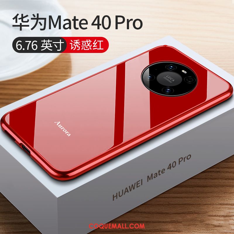 Étui Huawei Mate 40 Pro Protection Très Mince Téléphone Portable, Coque Huawei Mate 40 Pro Verre Rouge