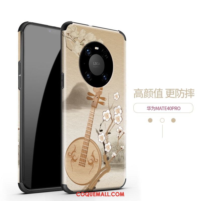 Étui Huawei Mate 40 Pro Protection Vintage Silicone, Coque Huawei Mate 40 Pro Fluide Doux Net Rouge