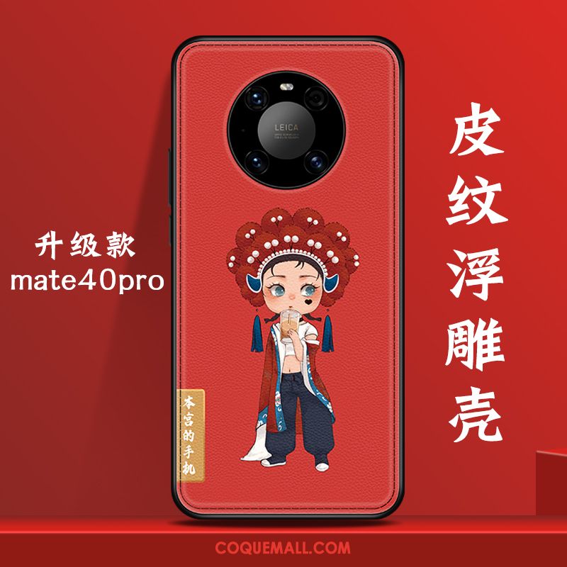 Étui Huawei Mate 40 Pro Rouge Tendance Net Rouge, Coque Huawei Mate 40 Pro Incassable Charmant