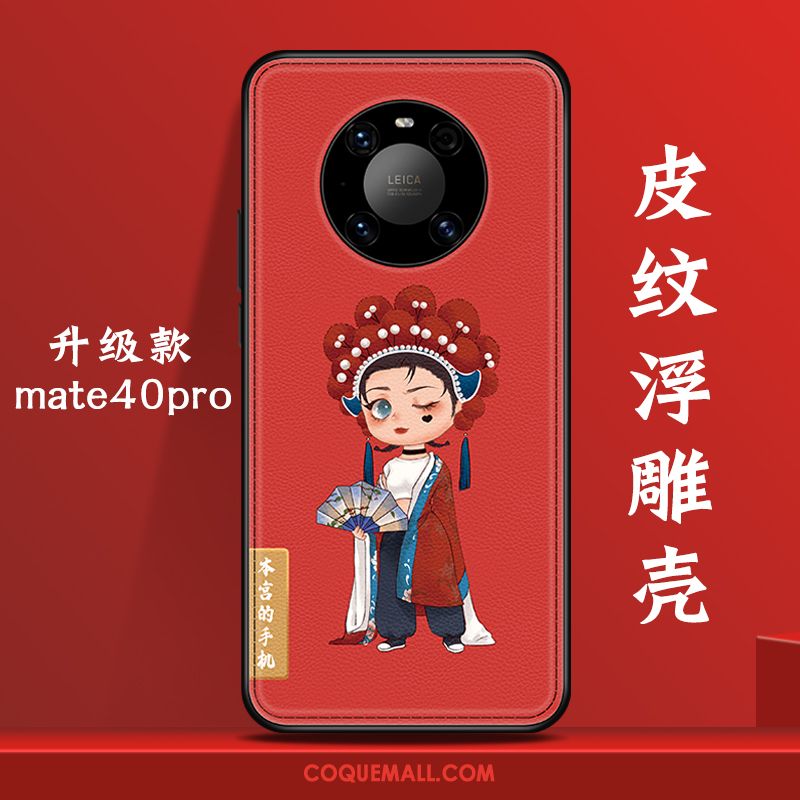 Étui Huawei Mate 40 Pro Rouge Tendance Net Rouge, Coque Huawei Mate 40 Pro Incassable Charmant