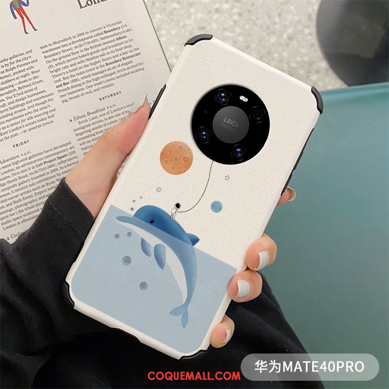 Étui Huawei Mate 40 Pro Téléphone Portable Blanc Dessin Animé, Coque Huawei Mate 40 Pro Soie Mulberry Fluide Doux