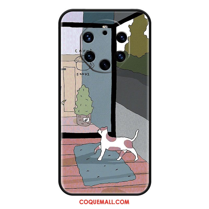 Étui Huawei Mate 40 Rs Charmant Dessin Animé Chat, Coque Huawei Mate 40 Rs Vert Silicone