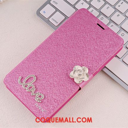 Étui Huawei Mate 8 Clamshell Strass Protection, Coque Huawei Mate 8 Étui En Cuir Rouge