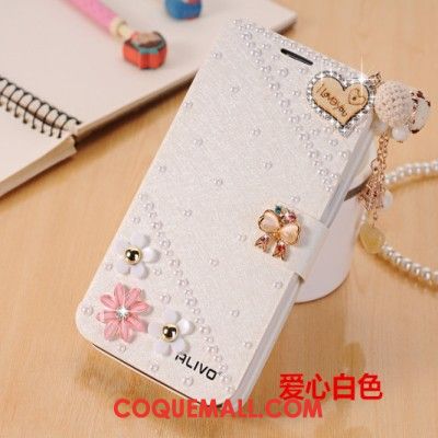 Étui Huawei Mate 8 Clamshell Strass Protection, Coque Huawei Mate 8 Étui En Cuir Rouge