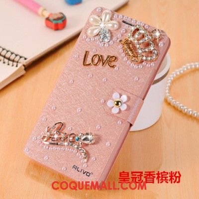 Étui Huawei Mate 8 Clamshell Strass Protection, Coque Huawei Mate 8 Étui En Cuir Rouge