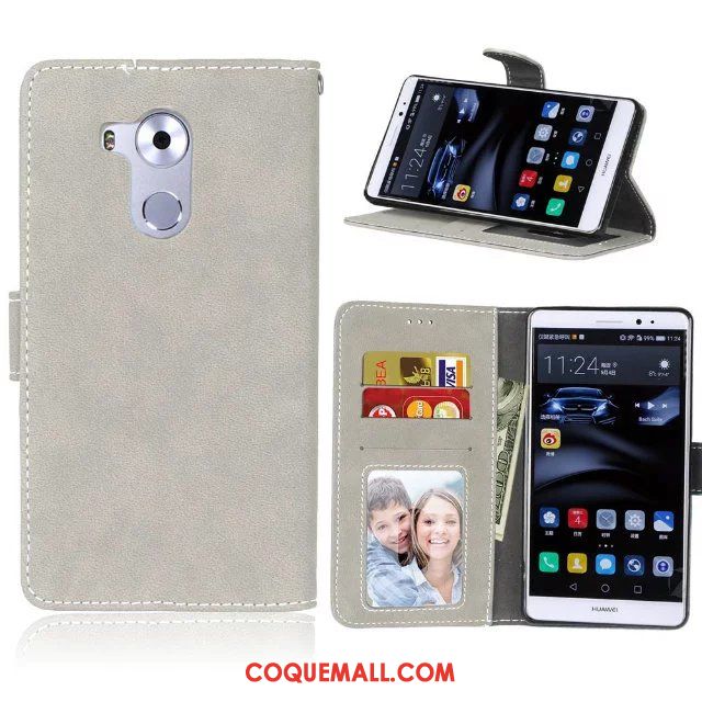 Étui Huawei Mate 8 Clamshell Téléphone Portable Délavé En Daim, Coque Huawei Mate 8 Vert Fluide Doux Beige