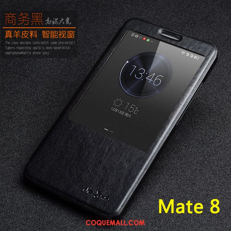 Étui Huawei Mate 8 Cuir Véritable Protection Très Mince, Coque Huawei Mate 8 Clamshell Étui En Cuir