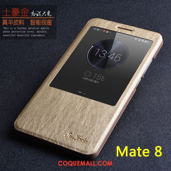 Étui Huawei Mate 8 Cuir Véritable Protection Très Mince, Coque Huawei Mate 8 Clamshell Étui En Cuir