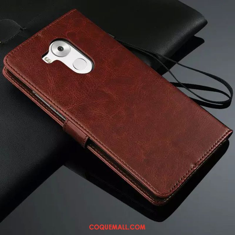 Étui Huawei Mate 8 Cuir Véritable Tendance Incassable, Coque Huawei Mate 8 Gris Portefeuille