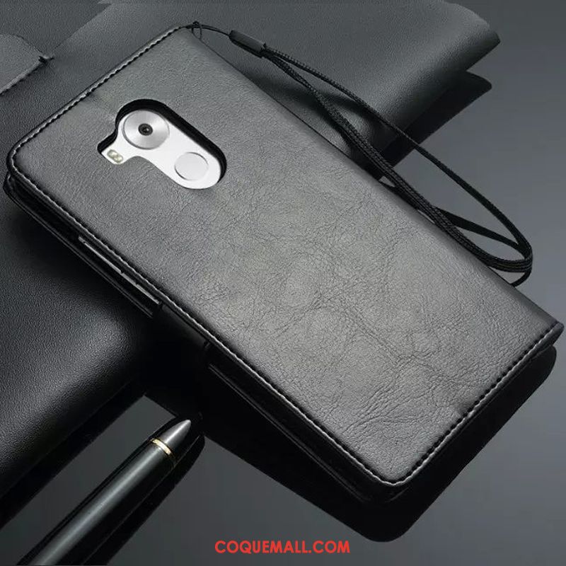 Étui Huawei Mate 8 Cuir Véritable Tendance Incassable, Coque Huawei Mate 8 Gris Portefeuille