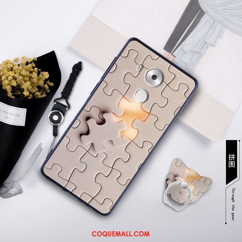 Étui Huawei Mate 8 Ornements Suspendus Anneau Silicone, Coque Huawei Mate 8 Fluide Doux Téléphone Portable Beige