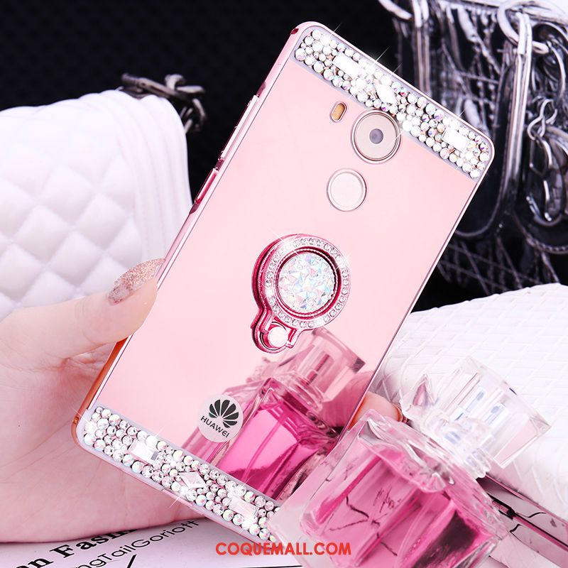 Étui Huawei Mate 8 Rose Métal Strass, Coque Huawei Mate 8 Incruster Strass Border