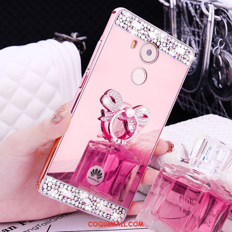 Étui Huawei Mate 8 Rose Métal Strass, Coque Huawei Mate 8 Incruster Strass Border