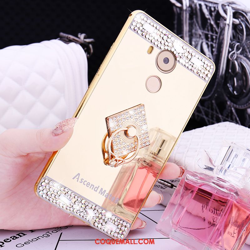 Étui Huawei Mate 8 Rose Métal Strass, Coque Huawei Mate 8 Incruster Strass Border