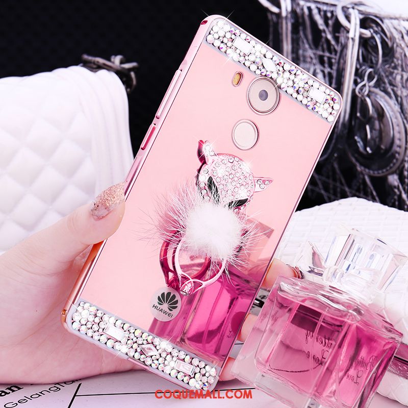 Étui Huawei Mate 8 Rose Métal Strass, Coque Huawei Mate 8 Incruster Strass Border