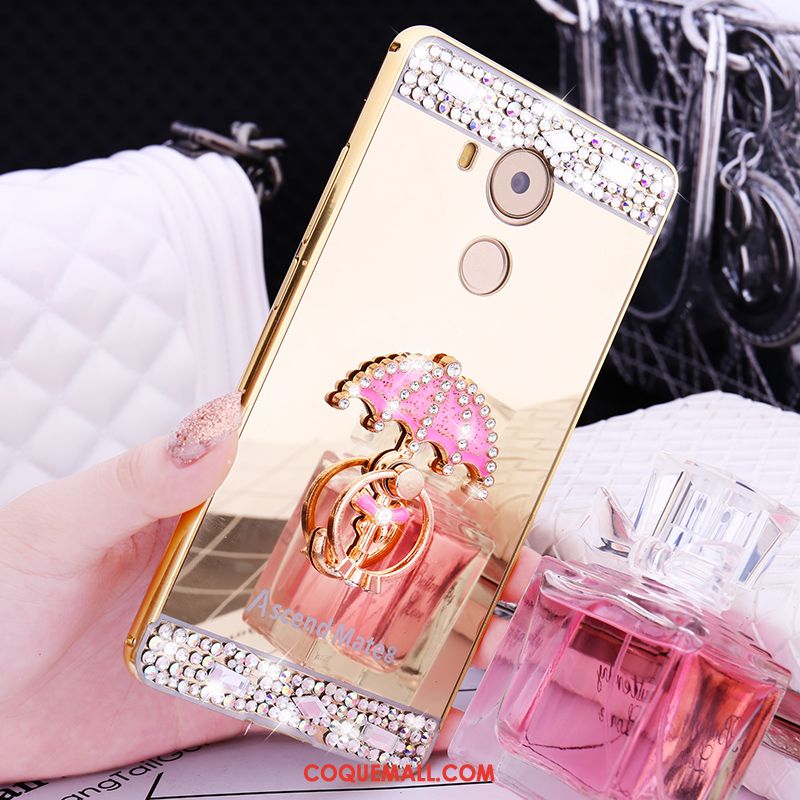 Étui Huawei Mate 8 Rose Métal Strass, Coque Huawei Mate 8 Incruster Strass Border