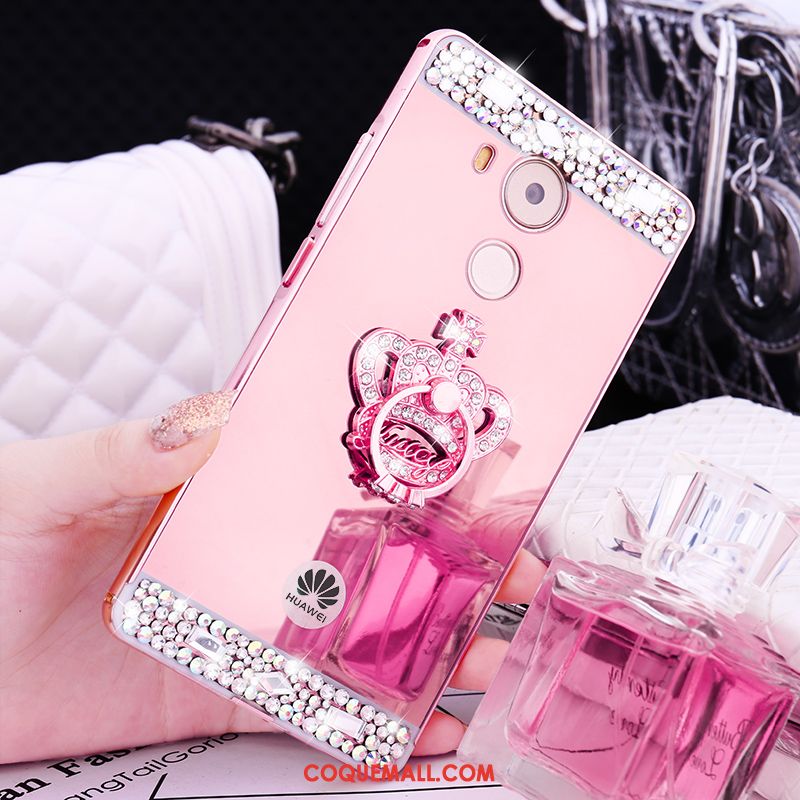 Étui Huawei Mate 8 Rose Métal Strass, Coque Huawei Mate 8 Incruster Strass Border