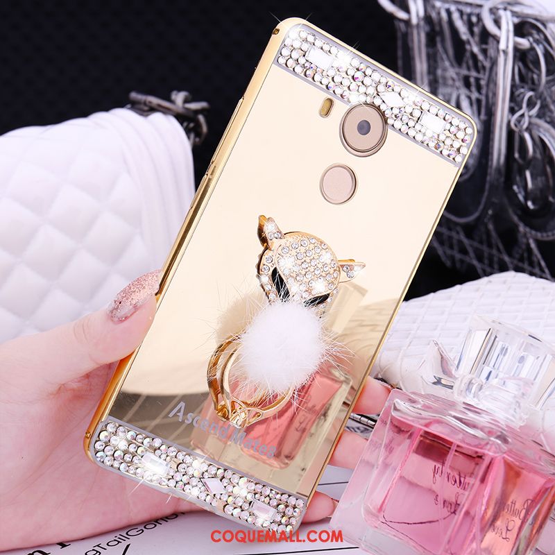 Étui Huawei Mate 8 Rose Métal Strass, Coque Huawei Mate 8 Incruster Strass Border