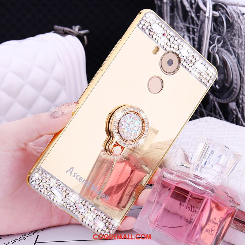 Étui Huawei Mate 8 Rose Métal Strass, Coque Huawei Mate 8 Incruster Strass Border