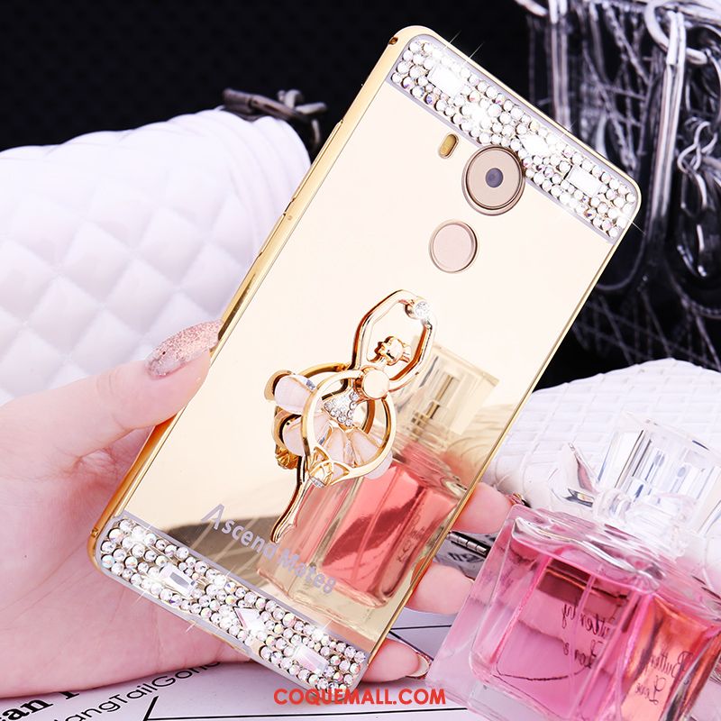 Étui Huawei Mate 8 Rose Métal Strass, Coque Huawei Mate 8 Incruster Strass Border