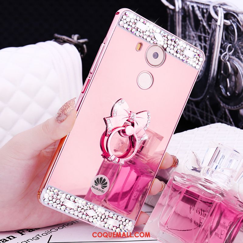 Étui Huawei Mate 8 Rose Métal Strass, Coque Huawei Mate 8 Incruster Strass Border