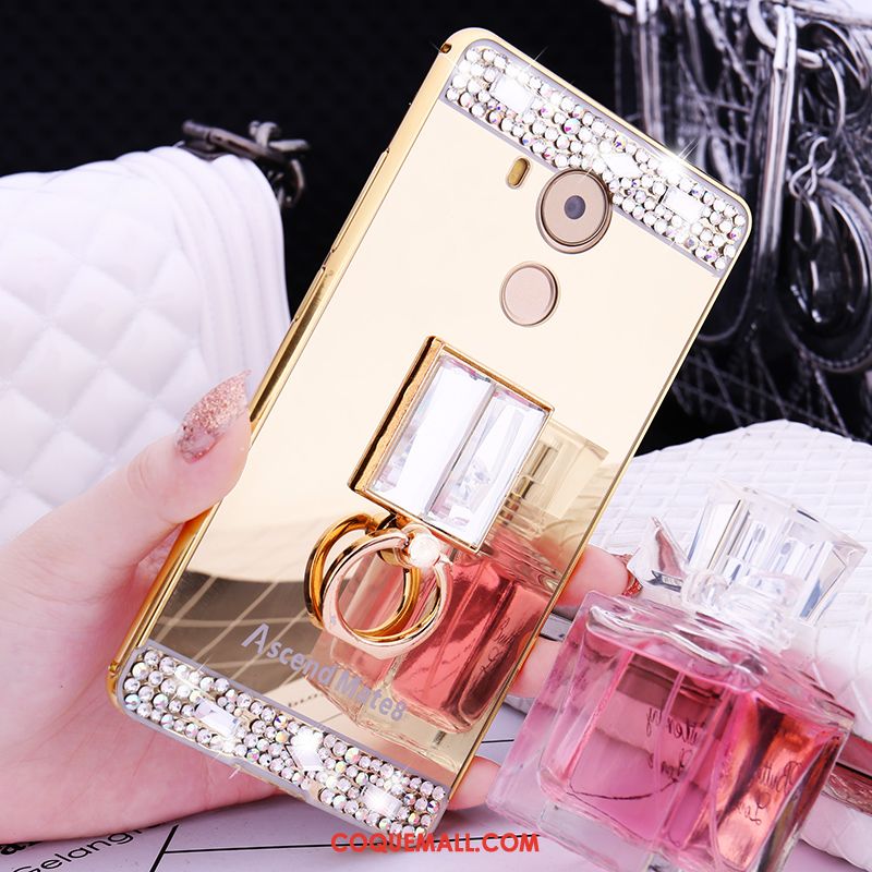 Étui Huawei Mate 8 Rose Métal Strass, Coque Huawei Mate 8 Incruster Strass Border