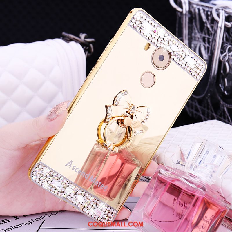 Étui Huawei Mate 8 Rose Métal Strass, Coque Huawei Mate 8 Incruster Strass Border