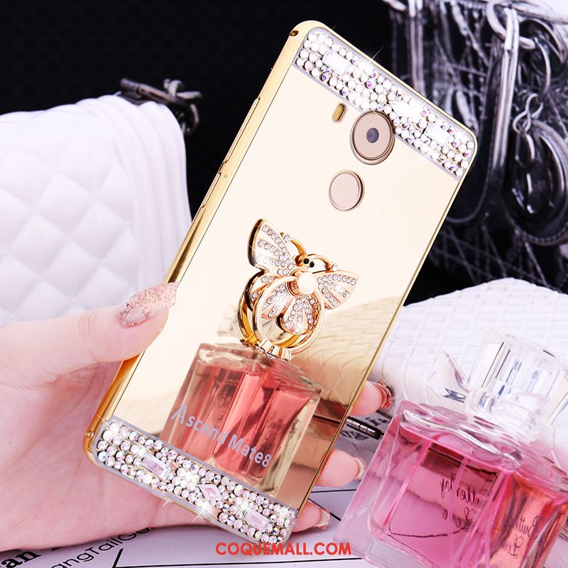 Étui Huawei Mate 8 Rose Métal Strass, Coque Huawei Mate 8 Incruster Strass Border