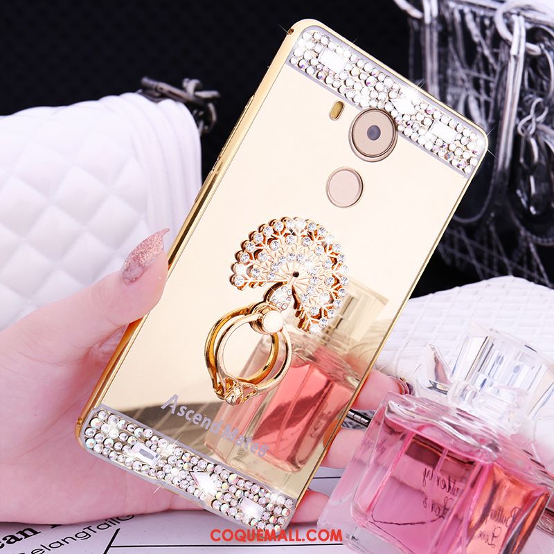 Étui Huawei Mate 8 Rose Métal Strass, Coque Huawei Mate 8 Incruster Strass Border