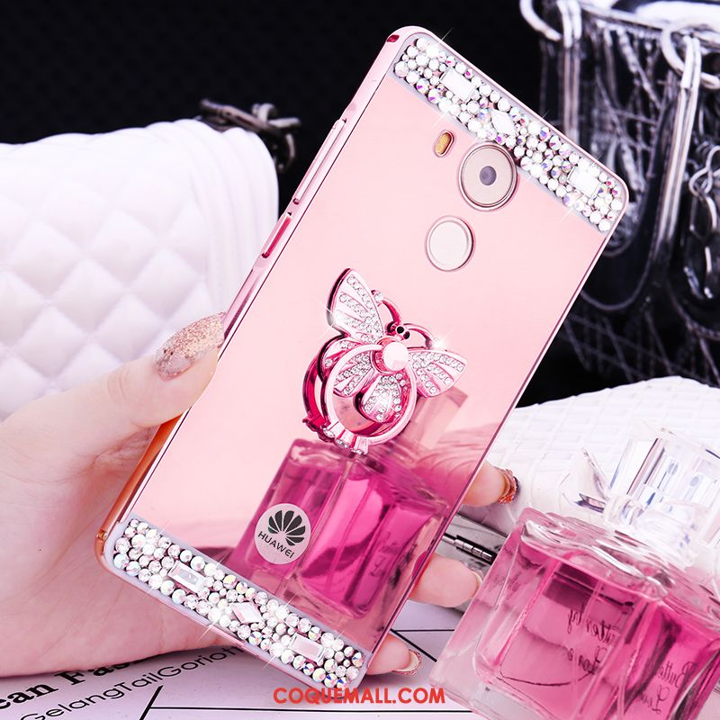 Étui Huawei Mate 8 Rose Métal Strass, Coque Huawei Mate 8 Incruster Strass Border