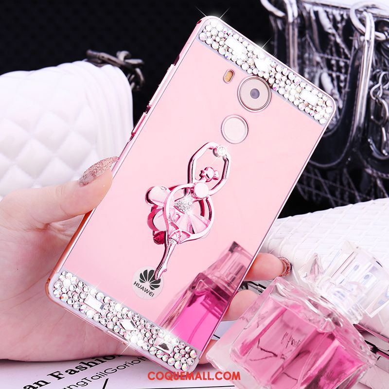 Étui Huawei Mate 8 Rose Métal Strass, Coque Huawei Mate 8 Incruster Strass Border