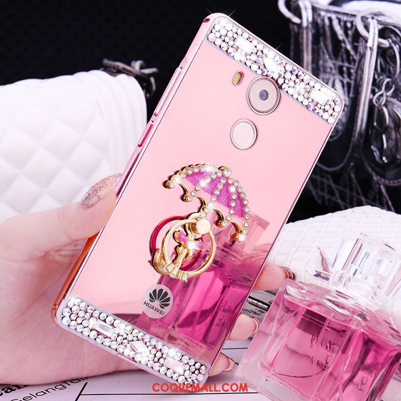 Étui Huawei Mate 8 Rose Métal Strass, Coque Huawei Mate 8 Incruster Strass Border