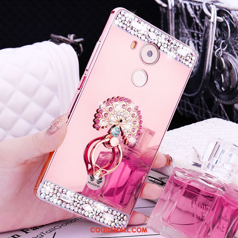 Étui Huawei Mate 8 Rose Métal Strass, Coque Huawei Mate 8 Incruster Strass Border