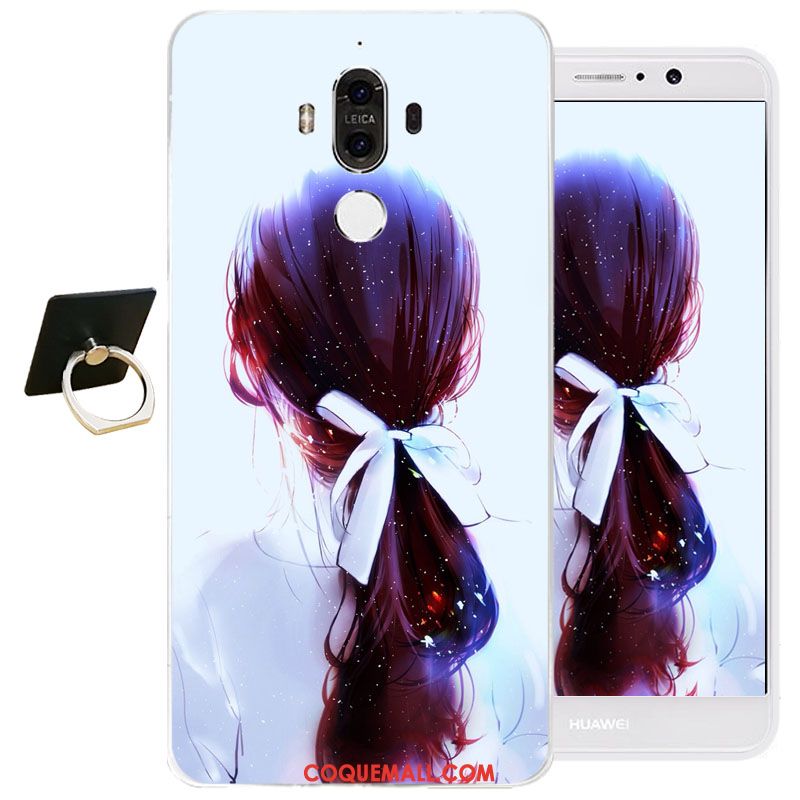 Étui Huawei Mate 9 Blanc Gaufrage Protection, Coque Huawei Mate 9 Fluide Doux Silicone