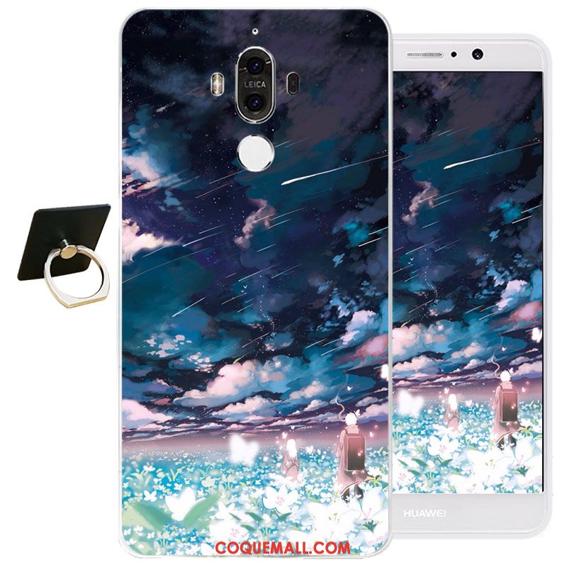 Étui Huawei Mate 9 Blanc Gaufrage Protection, Coque Huawei Mate 9 Fluide Doux Silicone
