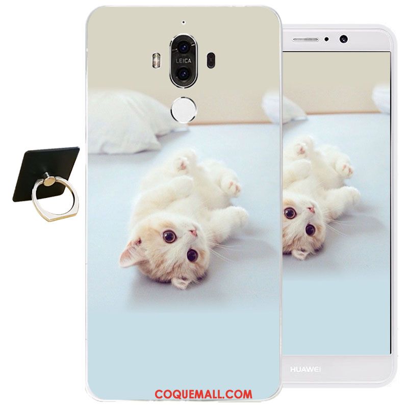 Étui Huawei Mate 9 Blanc Gaufrage Protection, Coque Huawei Mate 9 Fluide Doux Silicone