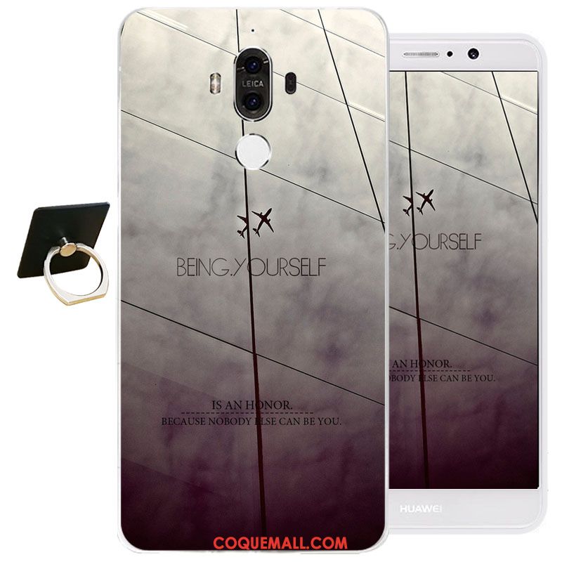 Étui Huawei Mate 9 Blanc Gaufrage Protection, Coque Huawei Mate 9 Fluide Doux Silicone