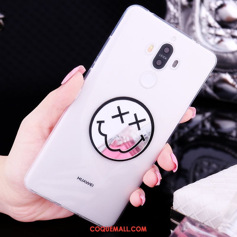 Étui Huawei Mate 9 Charmant Téléphone Portable Miroir, Coque Huawei Mate 9 Blanc Fluide Doux
