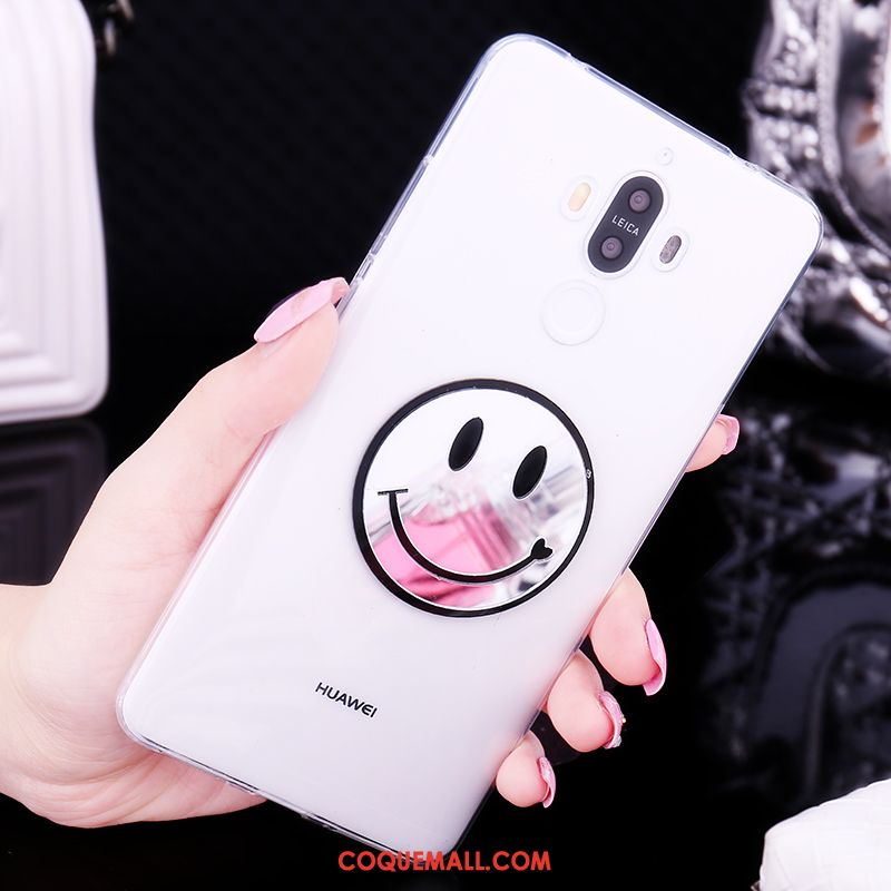 Étui Huawei Mate 9 Charmant Téléphone Portable Miroir, Coque Huawei Mate 9 Blanc Fluide Doux