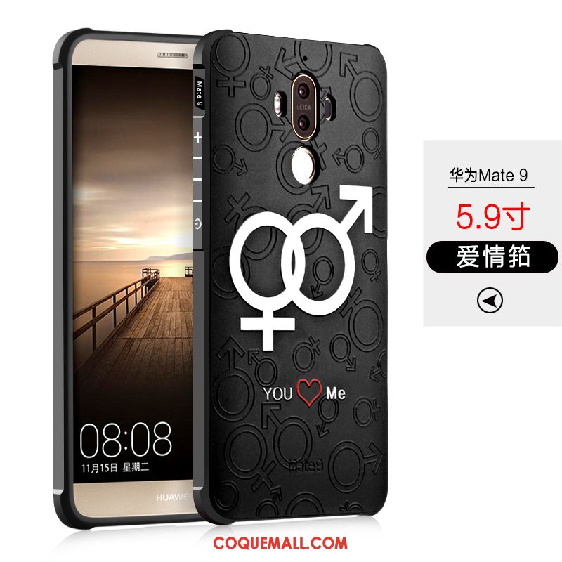 Étui Huawei Mate 9 Délavé En Daim Silicone Noir, Coque Huawei Mate 9 Téléphone Portable Incassable