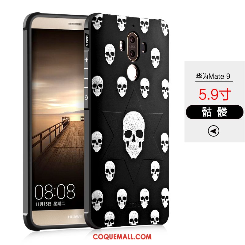 Étui Huawei Mate 9 Délavé En Daim Silicone Noir, Coque Huawei Mate 9 Téléphone Portable Incassable