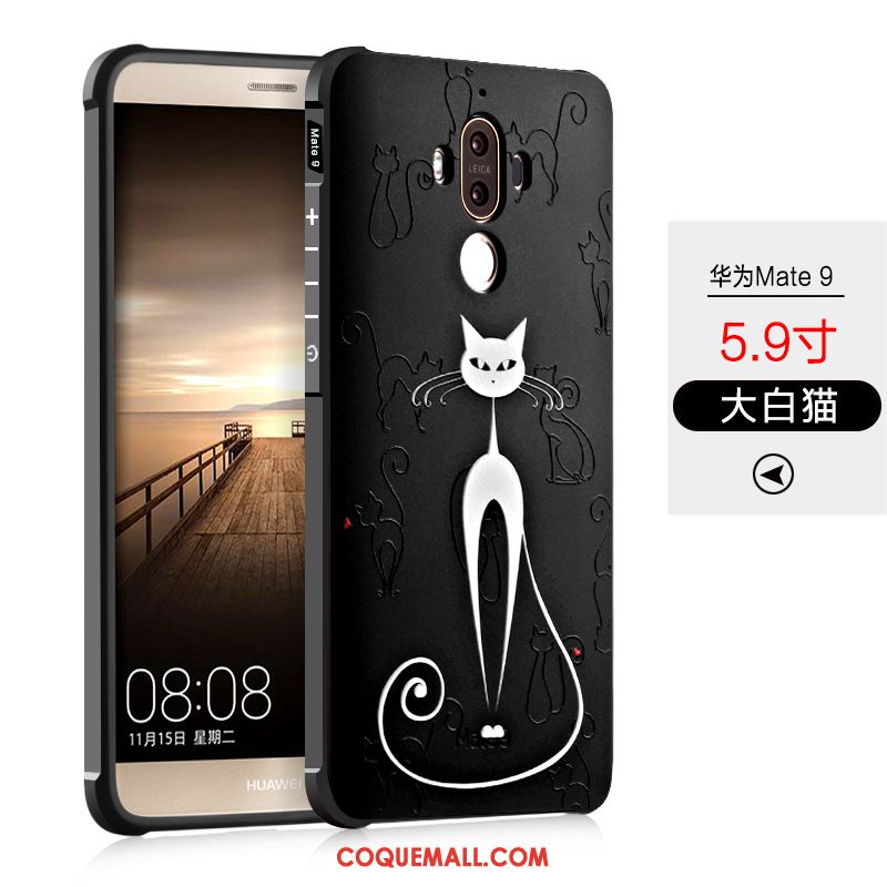 Étui Huawei Mate 9 Délavé En Daim Silicone Noir, Coque Huawei Mate 9 Téléphone Portable Incassable