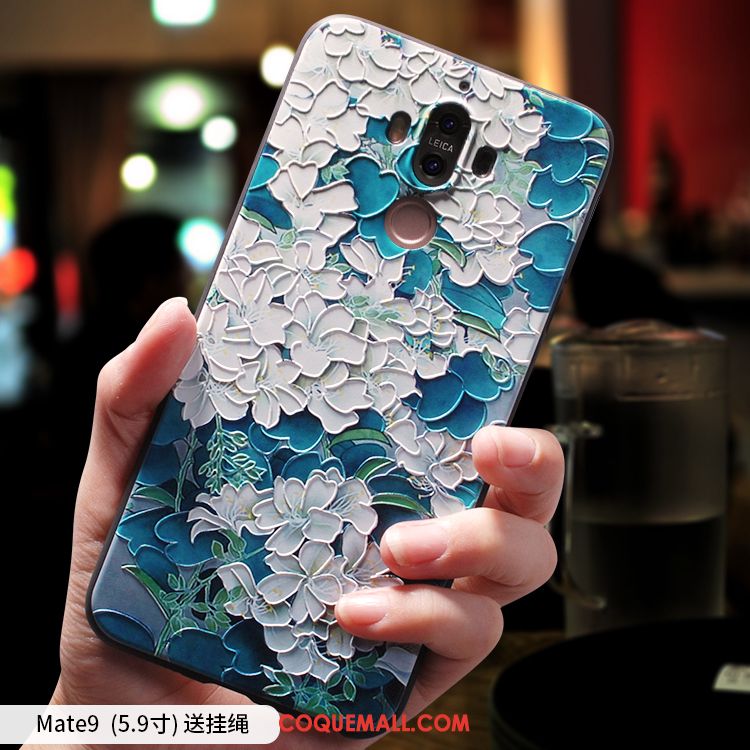 Étui Huawei Mate 9 Fluide Doux Bleu Téléphone Portable, Coque Huawei Mate 9 Gaufrage