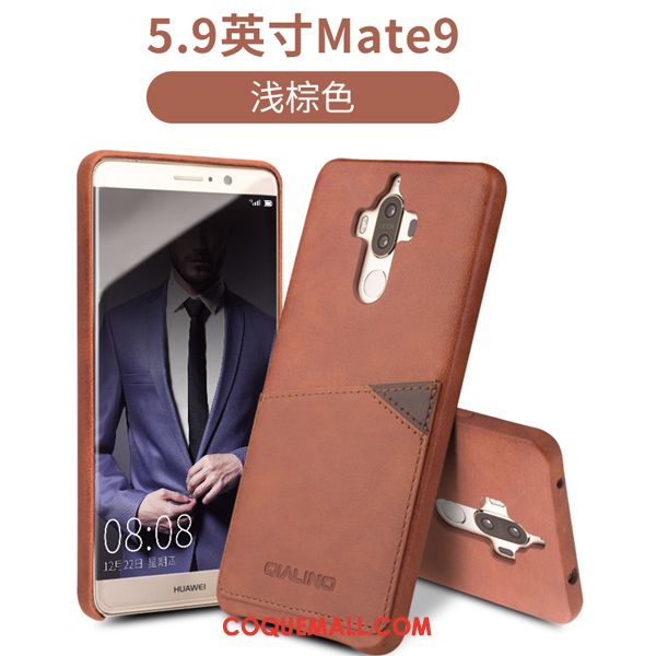 Étui Huawei Mate 9 Foncé Cuir Carte, Coque Huawei Mate 9 Téléphone Portable Étui En Cuir Braun
